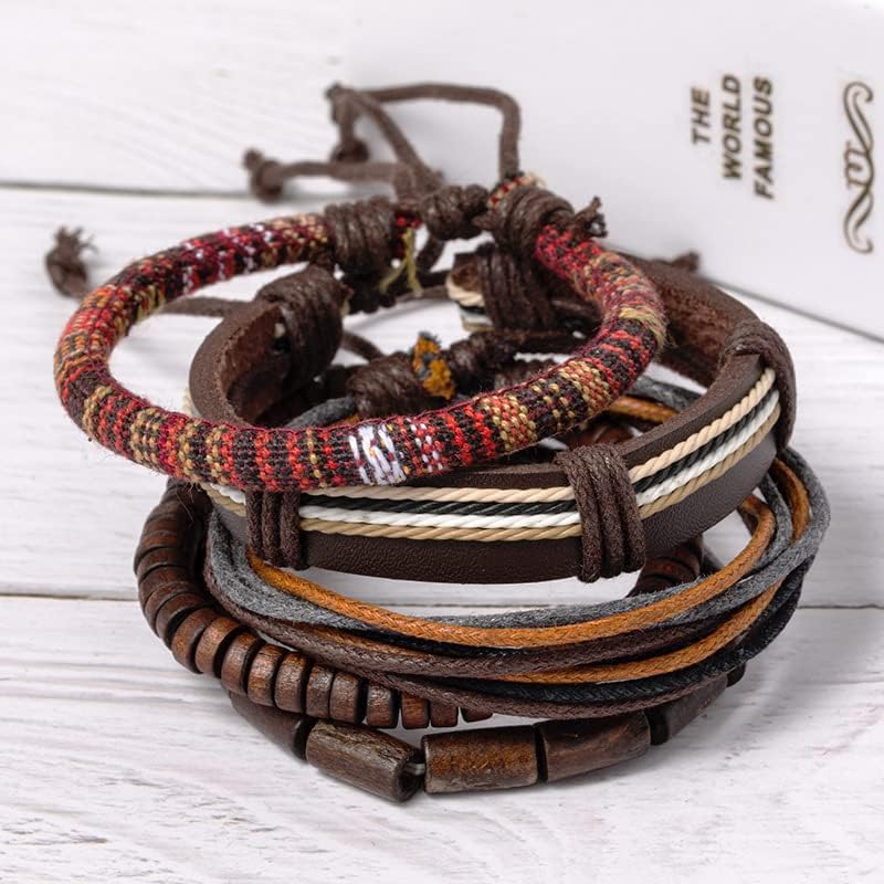 JAVMOO Gothic Bracelet Adjustable Punk Braided Leather Multilayer Grunge Set Bracelets Emo Metal Cuff Wrap Bangles Meaningful Gift - Image 2